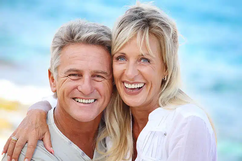 senior couple with dentures from the prosthodontist
